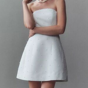 Sachin & Babi Alanna Strapless Pearl-Embellished Mini Dress